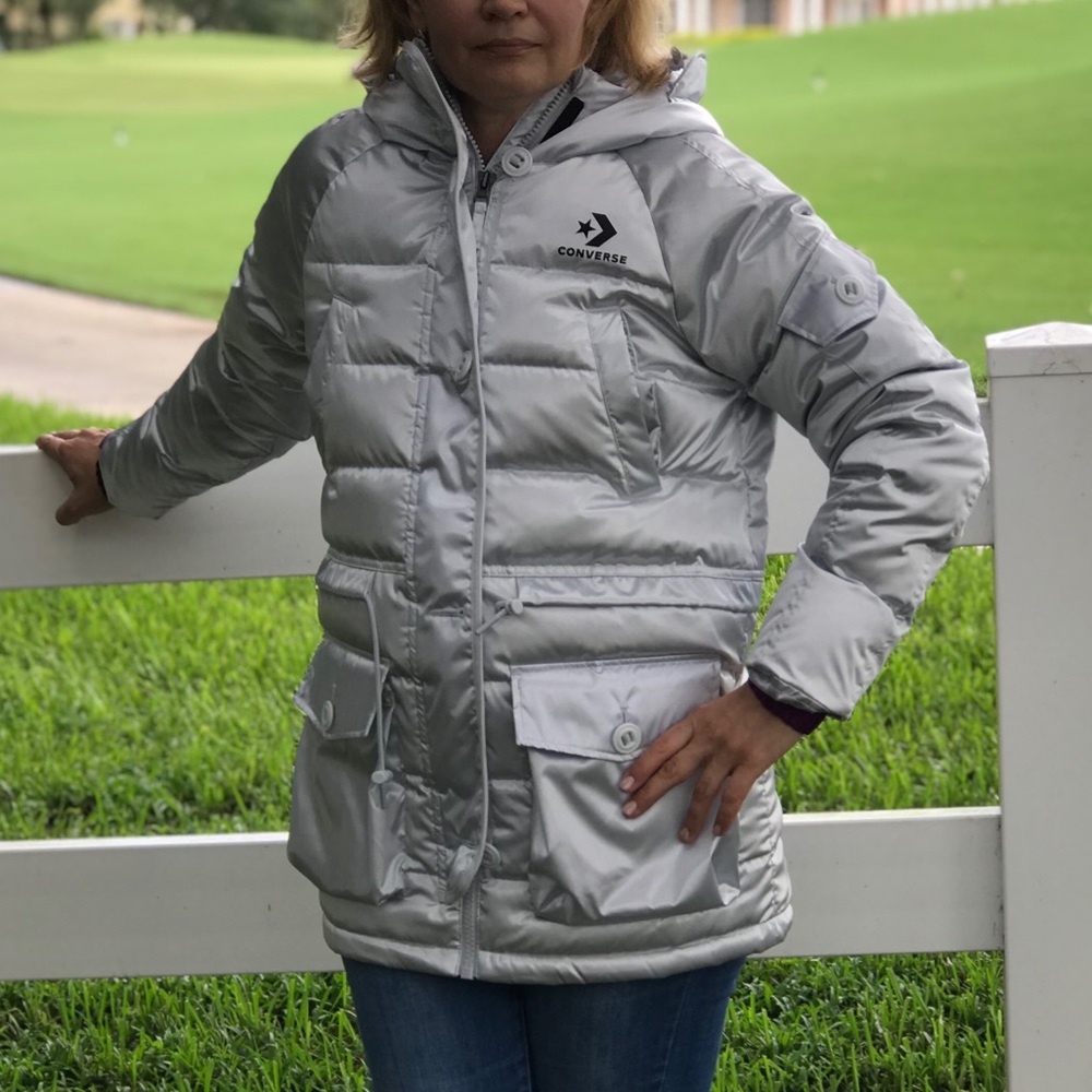 Converse Iridescent Sideline Down Jacket Silver - Picture 2 of 8